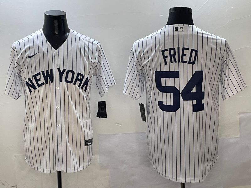 Men New York Yankees #54 Fried White Stripe Game Nike 2025 MLB Jersey style 9->new york yankees->MLB Jersey